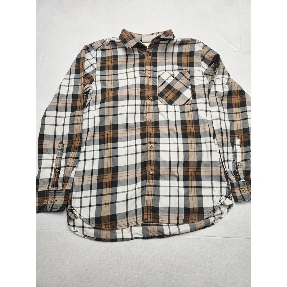 The North Face Shirt Mens Medium Brown Black Plaid Button Up‎ Long Sleeve Casual